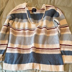 Abercrombie & Fitch V-Neck Sweater - Blue, White, Red